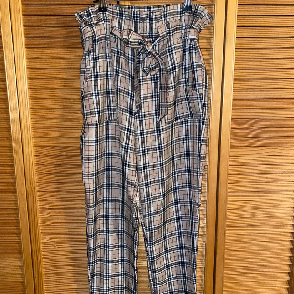 Plaid Paper Bag Pants
